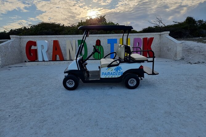 Golf Cart Rental in Grand Turk (4-seater) - Finding Paradise Carts outside the cruise port